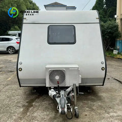 Customized Travel Camper Caravan Dual Axle Trailer Equipped with Full Kitchen & Bathroom for Long-Term Wilderness Camping Stays