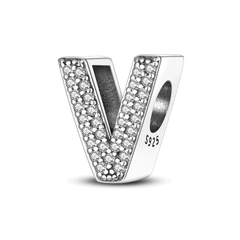 Fit Original Bangle Bracelet DIY A-Z Alphabet Charms Bead 925 Sterling Silver CZ Zircon LOVE Letter Dangle Pendant Jewelry Gift