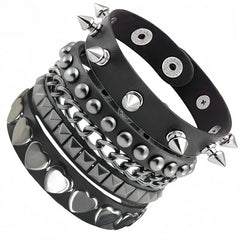 4pcs/set Gothic Punk Rock Square Rivet Bracelet Daily and Party Gothic