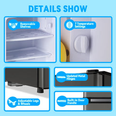Refrigerator with Top Freezer 2.4Cu.ft Two Door Small Mini Fridge for Person Use with Egg tray, Grey