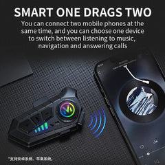 Y10 Motorcycle Bluetooth 5.3 Helmet Headset with Colorful Lights Waterproof Wireless Earphone Hands-free Headset Waterproof