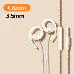 3.5mm/Type-C Wired Headphones Hook-on Ear HD Noise Cancelling Call Earphones With Dual Mic Headset For Cellphone Computer Earbud