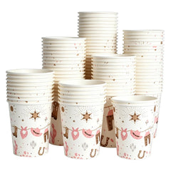 10/50pcs Western Cowboy Horse Paper Cups Disposable Tableware Drinking Cups Cowboy Cowgirl Horse Racing Birthday Party Decor