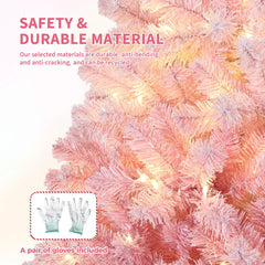4.5 ft Prelit Artificial Christmas Tree with 100 RGB & Warm White Lights, Pre-Lit Snow Flocked Christmas Tree, Foldable Base for Home Office Party Holiday Decor