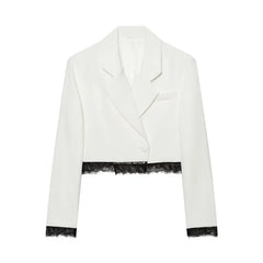 zoci Lace Short Blazers for Women's Suit Summer Blazer Set 2 Piece Woman Shoulder Pad Women's Tailoring Blazers Bermuda Shorts