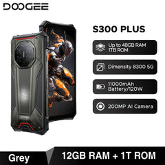 DOOGEE S300 Plus 5G Rugged Phone Dimensity 8300 12GB 1TB 11000mAh 120W 6.78'' Screen 200MP Camera Android 16 Smartphone NFC