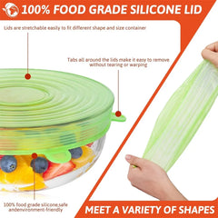 6pcs Food Grade Silicone Preservation Cover Reusable Airtight Food