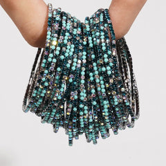 5pcs Fashion Colorful Acrylic Crystal Rhinestone Elastic Bracelet for
