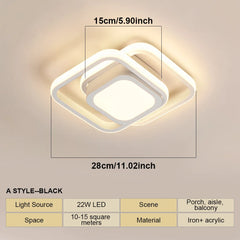 Modern LED Ceiling Lights Square Aisle Lamps Small Corridor Ceiling Fixtures for Hallway Kitchen Bedroom Stair Living Room Study