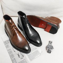 Men Boots Red Sole Handmade Solid Color Lace Up Classic Business Ankle Boots for Men Free Shipping Fashion Mens Shoes