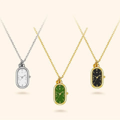 Women's Pendant Watch Oval Necklace Elegant Quartz Pocket Watch Fashion Jewelry Luxurious and Compact Valentine's Day Gift
