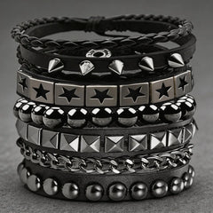 4pcs/set Gothic Punk Rock Square Rivet Bracelet Daily and Party Gothic