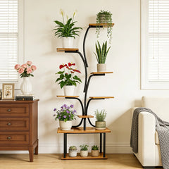 8‑Tier Metal Plant Stand with LED Grow Lights, Irregular Multi‑Layer Flower Rack for Multiple Potted Plants, Heavy Duty Plant Display Shelf for Indoor Patio Living Room Study Bedroom, Ideal Gift for Plant Lovers