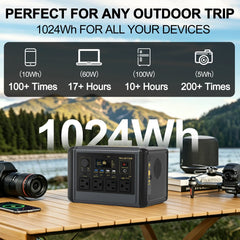 GSIKE Portable Power Station LiFePO4 Solar Generator Pure Sine Wave 110V AC Outlet 300W 1200W 2000W Option for Camping RV Home Blackout Emergency Backup