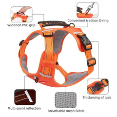 Tactical Dog Harness No Pull Reflective Pet Vest Adjustable Breathable Mesh Dog Chest Strap with Handle for Small Large Dogs Cat