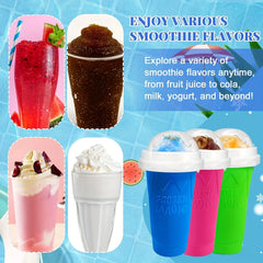 Slushie Maker Cup, DIY Magic Frozen Smoothies Cups For Homemade Milk Shake Ice Cream Maker, Cooling Cups, Double Layer Squeeze Slushy Maker Cup, Frozen Magic Squeeze Cups With Lid & Straw For Juice Milk Yogurt Smoothie, Fun S