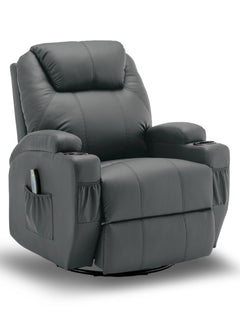 Recliner Chair with Massage and Heat, 360° Swivel Rocking Chairs for Adults, Remote Control and Cup Holder for Living Room