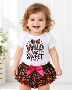 Baby Girl 2pcs Outfit Wild and Sweet Leopard Print Short Sleeve