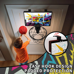 Indoor Outdoor Basketball Hoop for Kids, Mini Hoop with Scoreboard & 3 Balls, Basketball Toys Gifts for 3+ Year Old Boys Girls
