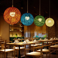 Nordic Hand-woven Rattan Pendant Lights Ceiling Chandelier Modern Hanging Lamps Restaurant Living Room Kitchen Lighting Fixtures