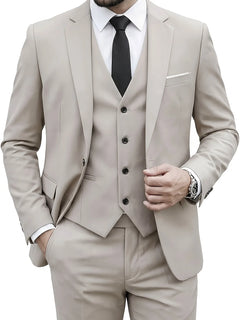 Men'S Wedding Best Man Dress Suit | New Business Casual Suit Set, Regular Fit, Lapel Collar, Solid Color, Button Details