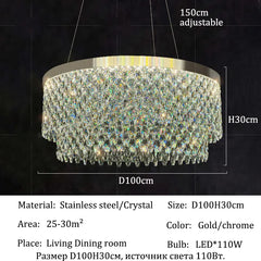 Luxury Crystal Chandelier Light Ceiling Hanging Lamps Home Decoration Dining Room Chandeliers Lights Lighting for Living Room