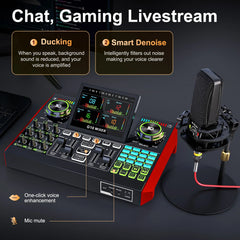 Tenlamp G10 Podcast Equipment Bundle 6 Channel with 3.5mm Microphone and Live Sound Card,RGB Streaming with XLR Gaming Audio Interface Professional Mixer for Podcasting, Influencers, Kols, Singing, Gaming, And Djing