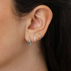 3 Pairs Stainless Steel Crystal Zirconia Hoop Earrings for Women