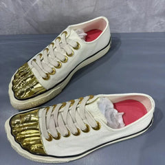 New Men's and Women's Gold Toed Board Shoes, Adult Lace Up Flat Cloth
