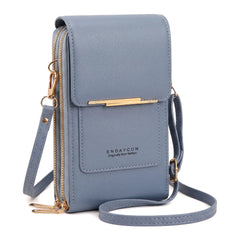 RFID Blocking Touch Screen Cell Phone Bag Women Mini PU Leather Lightweight Card Holder Crossbody Shoulder Bag Adjustable Strap