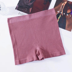 1Pc Women Boyshort Panties Ribbed Seamless Underwear Mide Rise Panties Breathable Safety Short Pants Female Sports Intimates