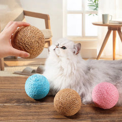 Interactive Sisal Cat Scratching Ball Toy For Kitten Teeth Cleaning Anti Bite 10CM Super Big Cat Ball Sounding Toy Pet Supplies