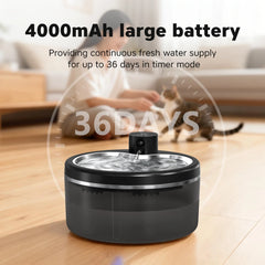 3L Wireless Cat Water Fountain Mute Pet Water Dispenser With Stainless Steel Tray and Intelligent Sensing, 4000mAh Large Battery