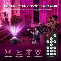 LED Starry Sky Projector Night Light Remote Control Switch USB Music Player Ocean Wave Galaxy Ambient Light Kids Birthday Gift