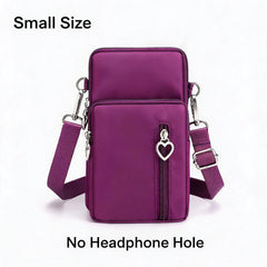 Waterproof Nylon Mini Crossbody Phone Bag for Women Heart Metal Zipper Multi Compartment Shoulder Arm Bag Phone Purse Wallet