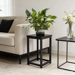 Metal Plant Stand, 40cm Tall Modern Square Plant Pedestal Stand, Heavy Duty Indoor Flower Pot Holder for Living Room Balcony Cor
