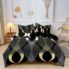 3pcs Botanical Geometric Lines Floral Design Bedding Set Included 1