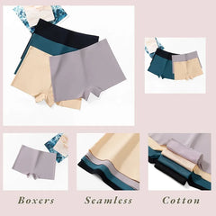 2 Pieces Boxers for Women Silk Seamless Female Underwear Mid-Rise Elasticity Women's Safety Panties Soft Boyshorts Lady Lingerie