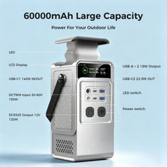 CTOLITY 200W Portable Power Station 192Wh Power Generator LED Light Emergency Solar Power Bank for Outdoor Camping Travel