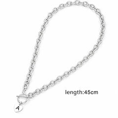 Stainless Steel Letter Pendant Necklace 26 Alphabet Heart Charm Dainty Stylish Women Fashion Jewelry Gift