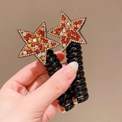 rope adult telephone cable ring Rabbit Cute Hair Ring Large Frosted Adult Hair Tie  head ring Children's telephone hephone Cable