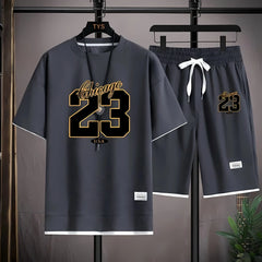 The 2025 summer new men's set features street fashion casual comfort softness breathability and 3D digital pattern printing
