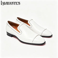 Trimmed Studded Leather Mens Loafers Metal Rivet Slip on Shoes Polished PU Leather Men's Formal Dress Shoes Customizable Colors