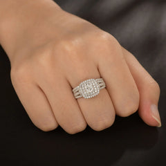 Newshe Certified Moissanite Weddings Ring Set for Women Luxury 925 Sterling Silver Halo Princess Cut Elegant Jewelry
