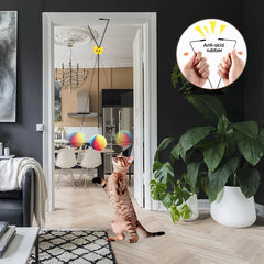 Interactive Cat Toy with Colorful Balls - Adjustable Hanging Door Swing Teaser for Cats Kittens, Pet Self Play Hanging Toys