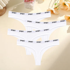 FINETOO 4PCS/Set Women Sexy Cotton Thongs For Women Sport Brand String Underwear Female Soft Coton Tangas Woman Thong Tanga
