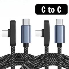 90 Degree USB Type C Cable 100W Quick Charging Data Transfer Cables Portable Right Angle USB-C Wire for IPhone Samsung Xiaomi