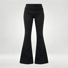 Women's Concise High Waist Flared Jeans Stretchy Slim Fit Casual Chic