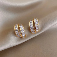 Vintage CC Design Stud Earrings for Women Korean Fashion X Cross Zircon Earring Engagement Jewelry Gifts Wholesale