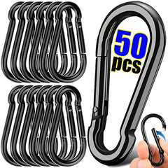 50/10pcs Mini Carabiner Keychain Alluminum Alloy D Type Buckle Spring